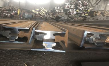 An order of A55 crane steel rail is being packaged